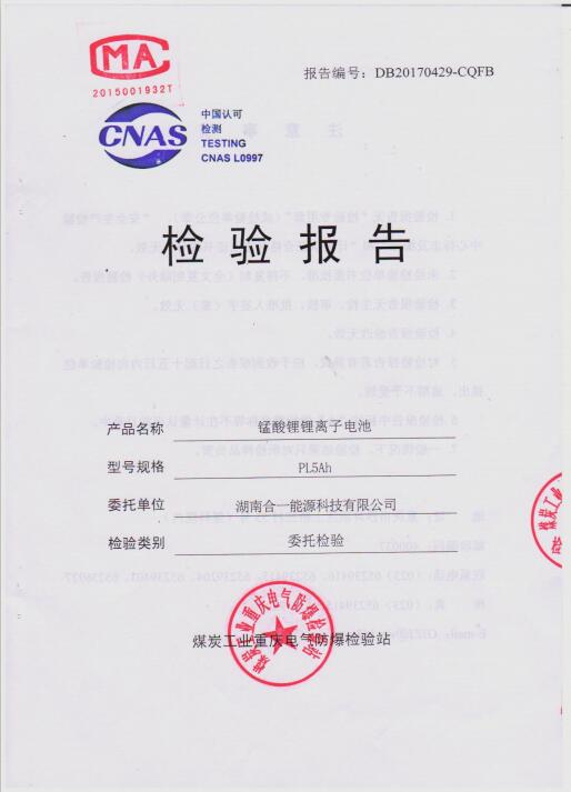 PL5AH錳酸鋰鋰離子電池檢測(cè)報(bào)告